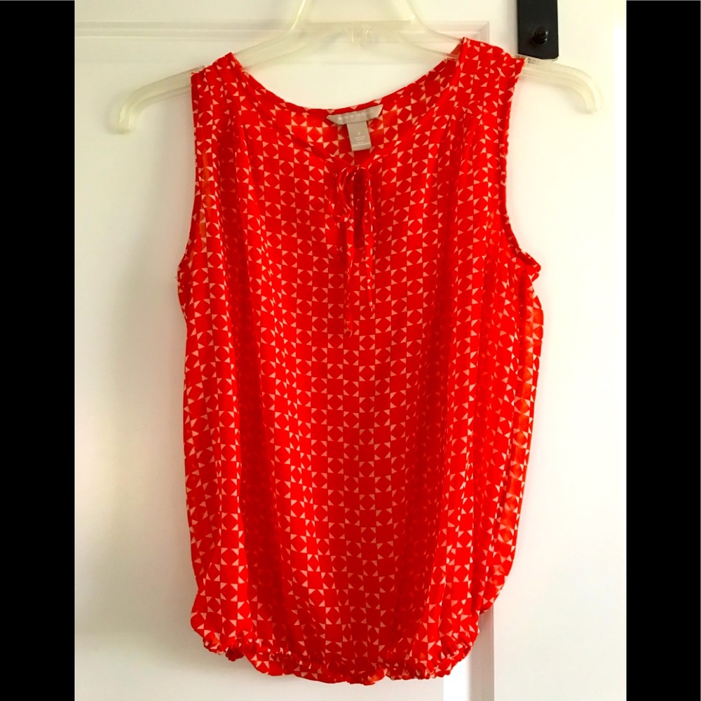 Banana Republic Sheer Orange Pattern Top